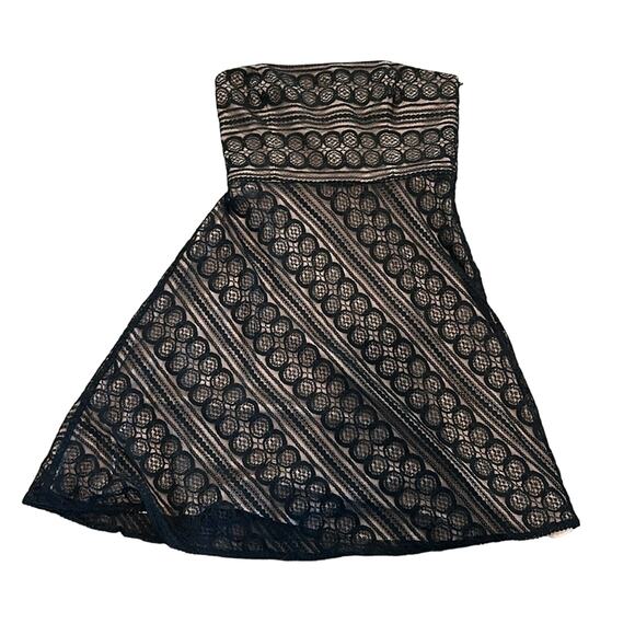 LOFT Women's Lace Strapless Dress Black Nude Size 12 - Picture 2 of 8